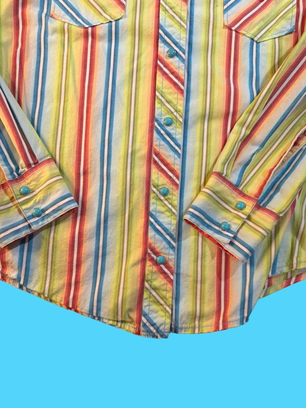 Cruel Girl Women's S Multi-Color Striped Western Pearl Snap Long Sleeve Shirt - Picture 5 of 9